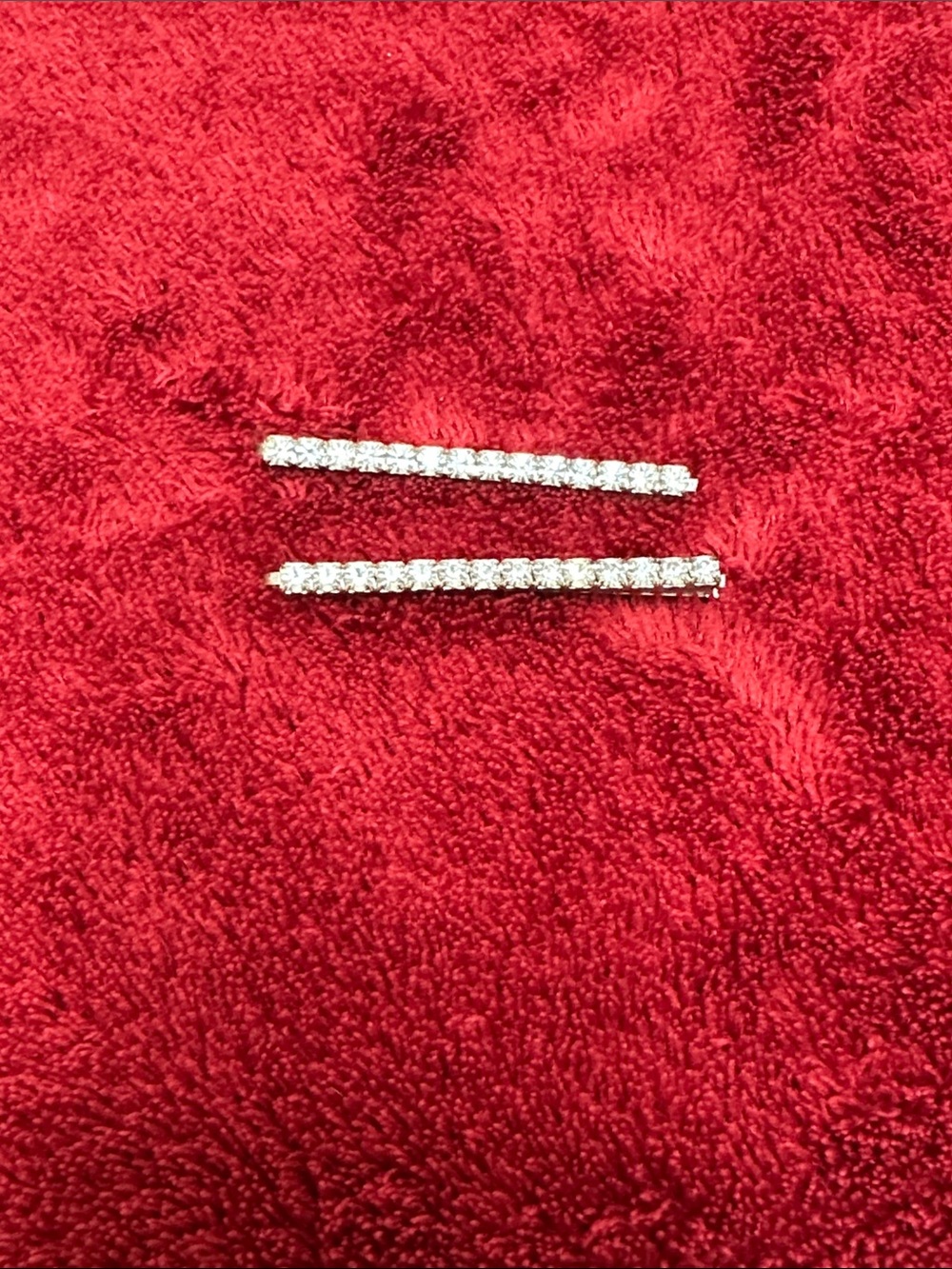Crystal Bar Hair Pins - Silver Tone